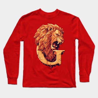 Roaring Lion and the Letter G - Lion Head - Fantasy Long Sleeve T-Shirt